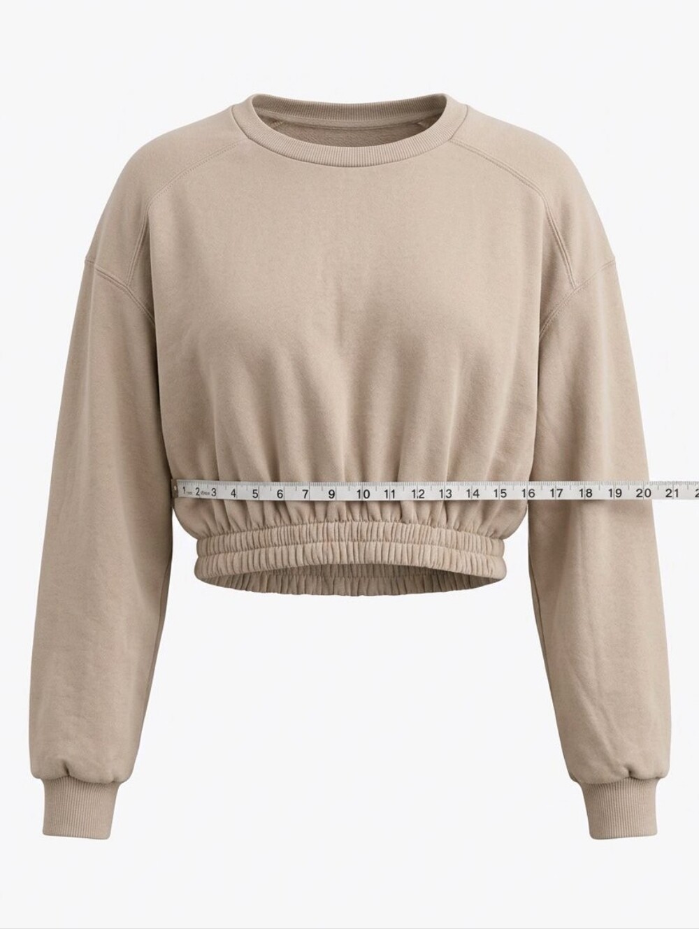 Zara Cropped Elastic-Hem Y2K , Fairy, Sweatshirt - Beige